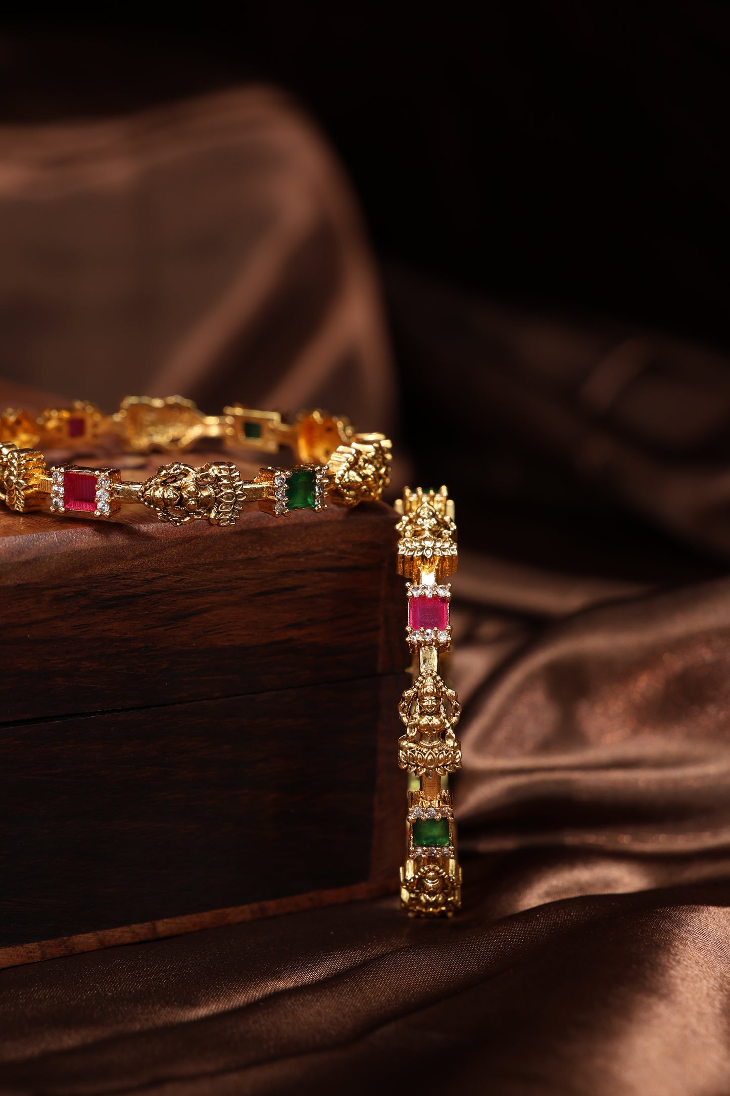 antique lakshmi ruby emerald stone bangles