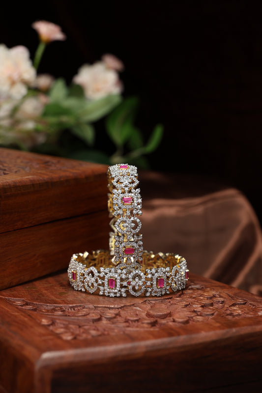 american diamond pink stone bangles