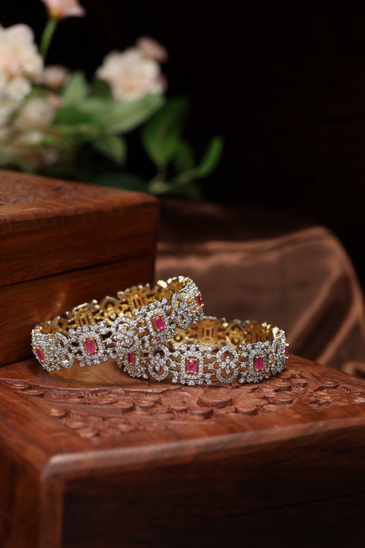 american diamond pink stone bangles