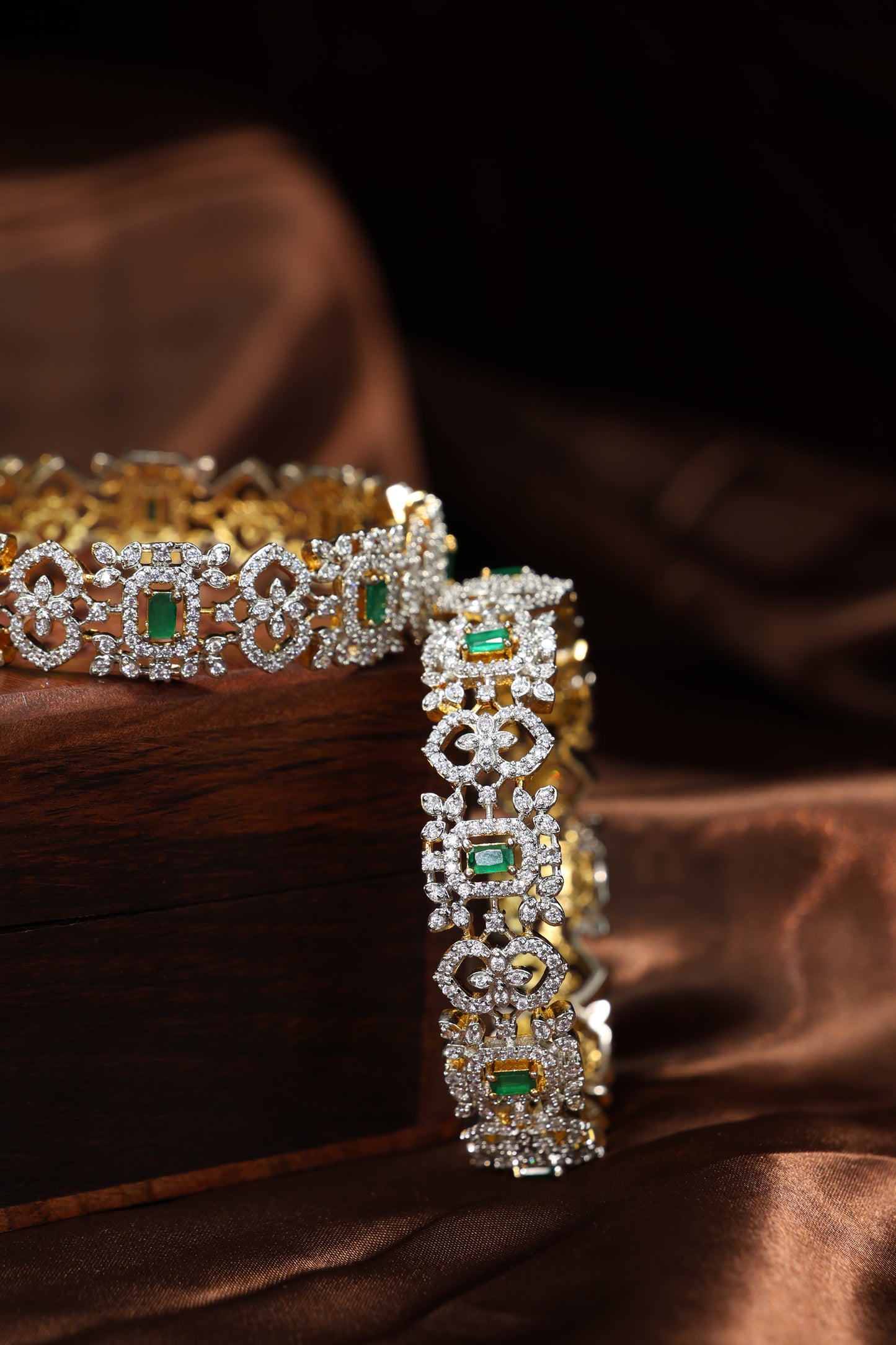 american diamond emerald green bangles