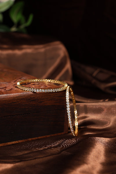Vintage single line stone bangles- 2pcs