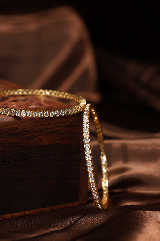 vintage single line stone bangles- 2pcs