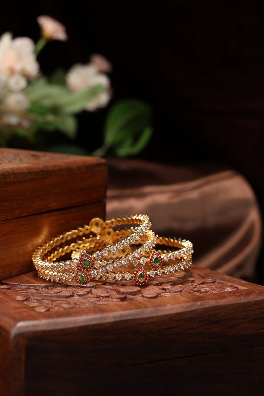 cute mango mottif kemp stone bangles-4pcs