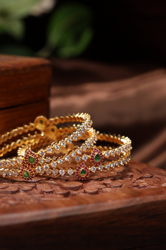 cute mango mottif kemp stone bangles-4pcs