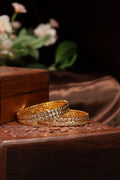 vintage single line white stone bangles-4pcs