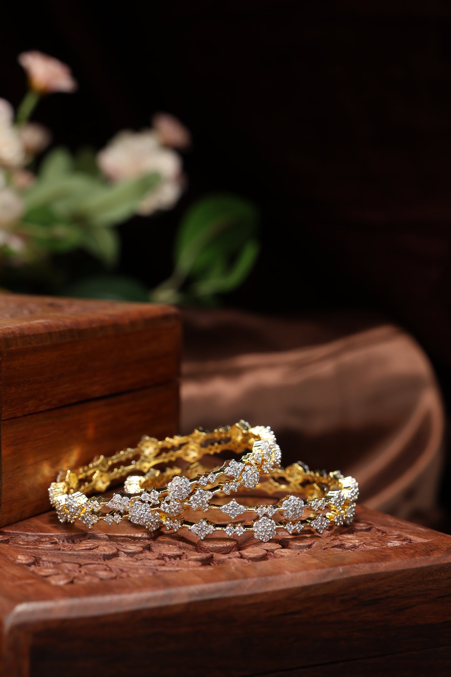 cz stones diamond inspired bangles-4pcs