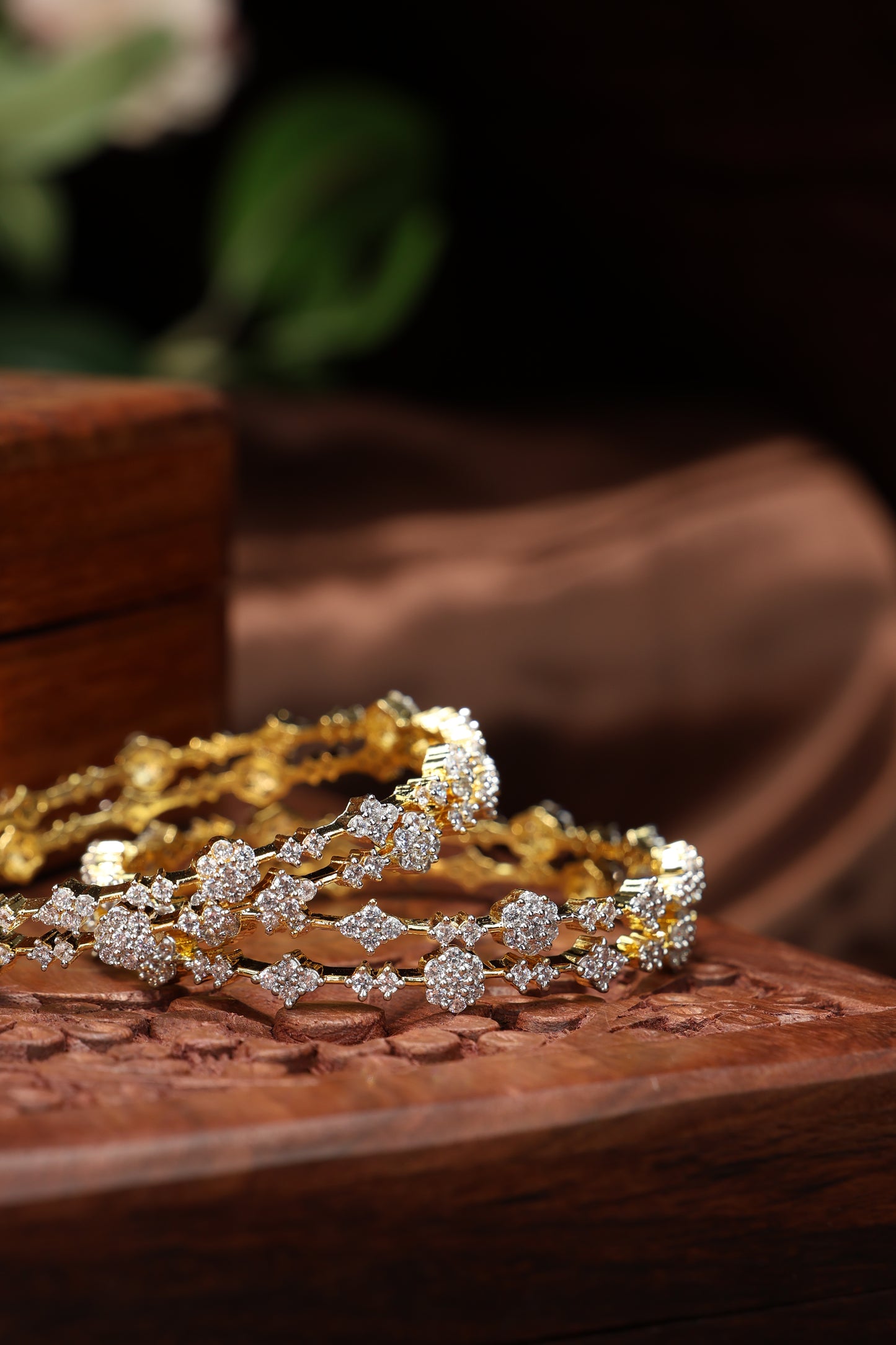 cz stones diamond inspired bangles-4pcs