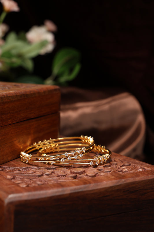 cz stone simple look bangles-4pcs