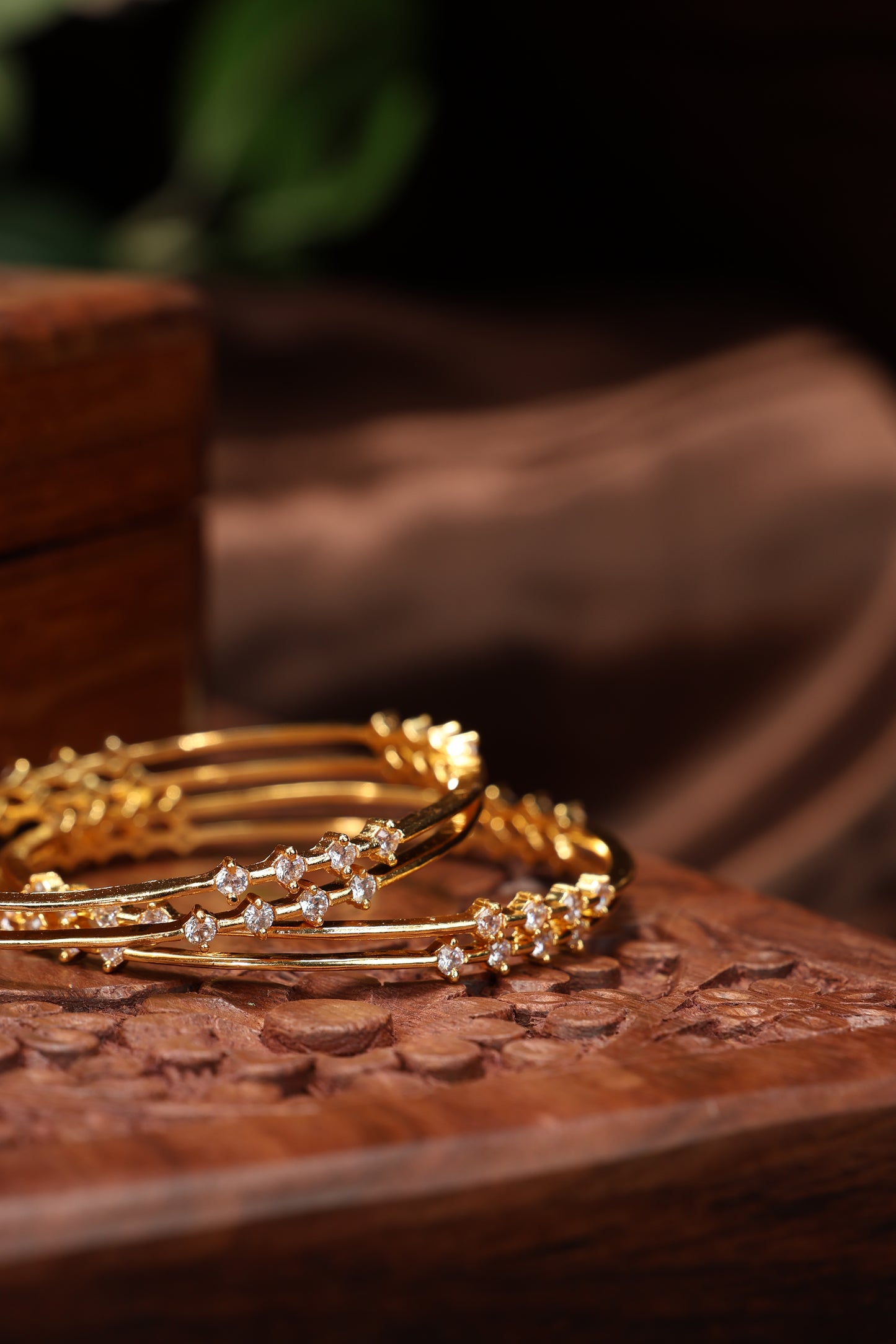 cz stone simple look bangles-4pcs