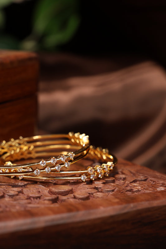 cz stone simple look bangles-4pcs