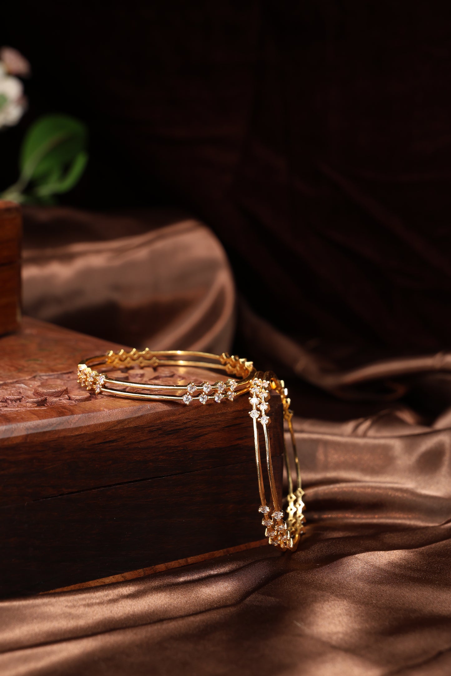 cz stone simple look bangles-4pcs