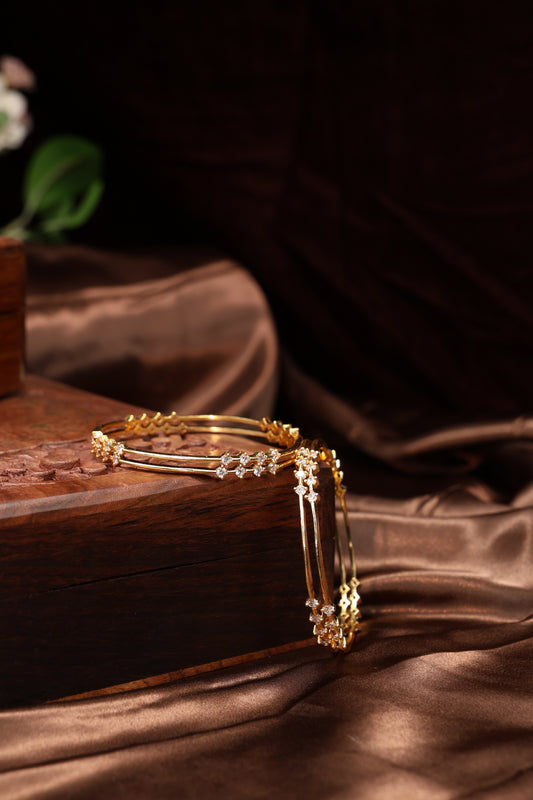 cz stone simple look bangles-4pcs