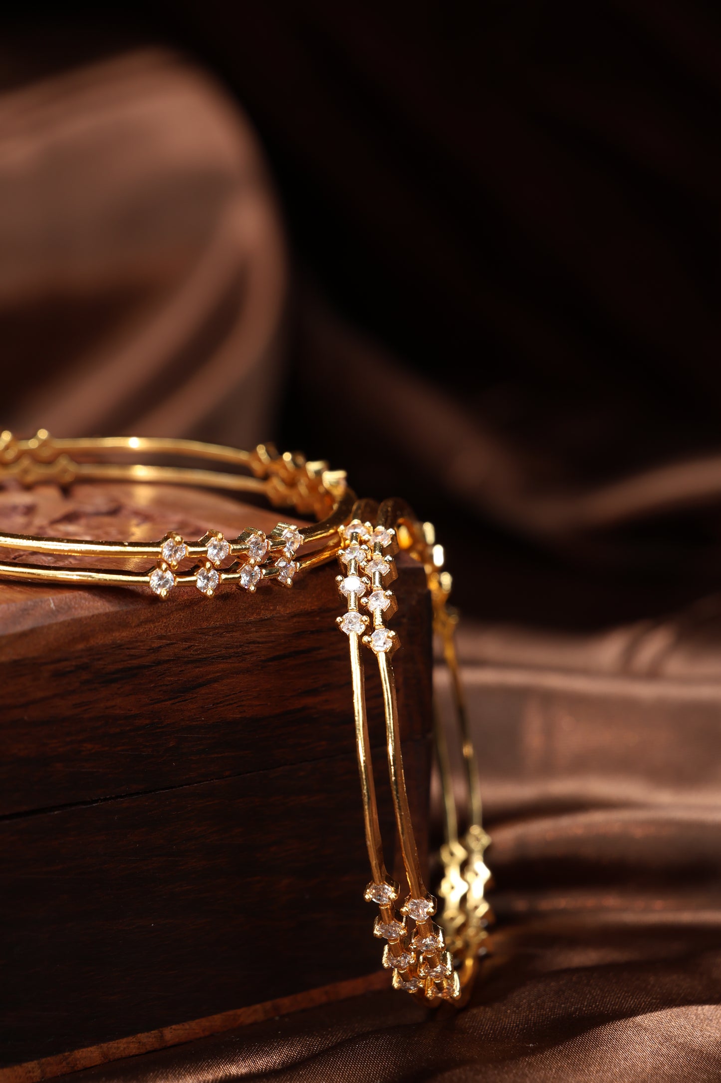 cz stone simple look bangles-4pcs