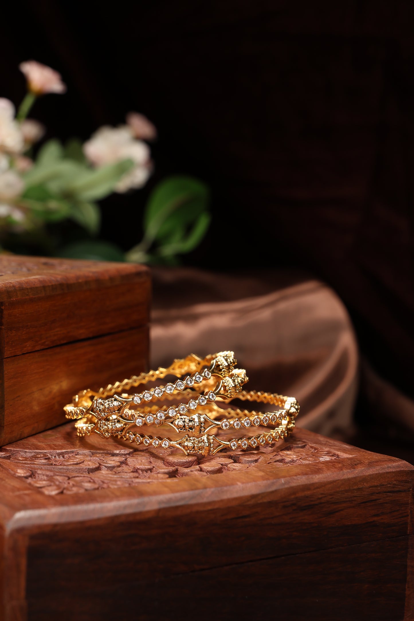 elegant single line stone with lakshmi bangles