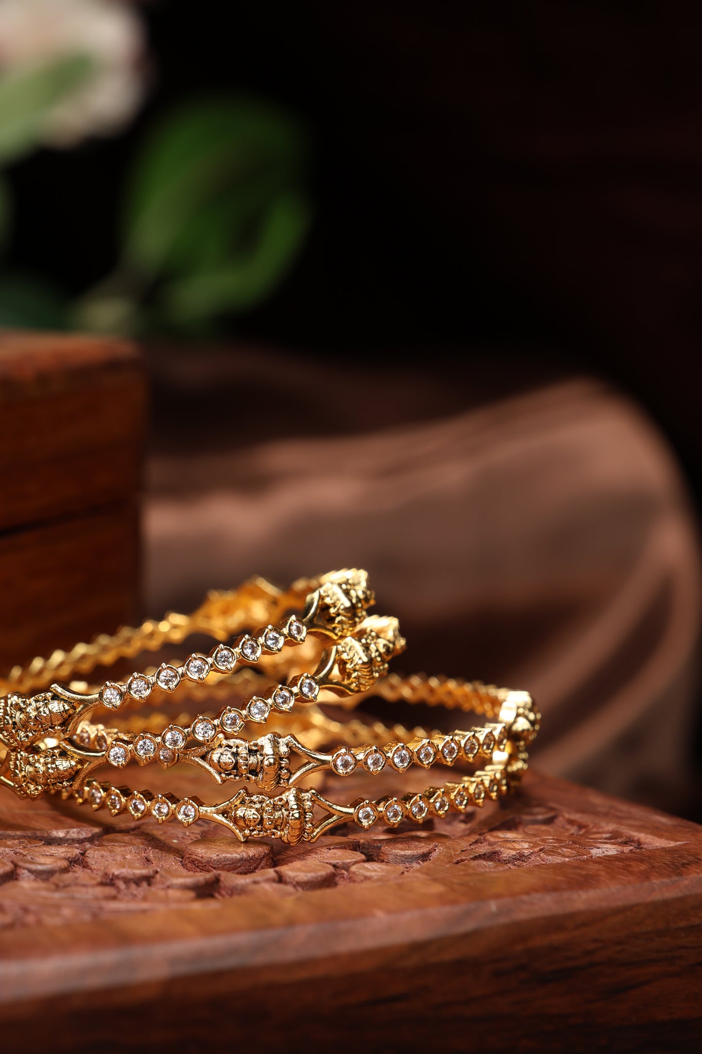 elegant single line stone with lakshmi bangles