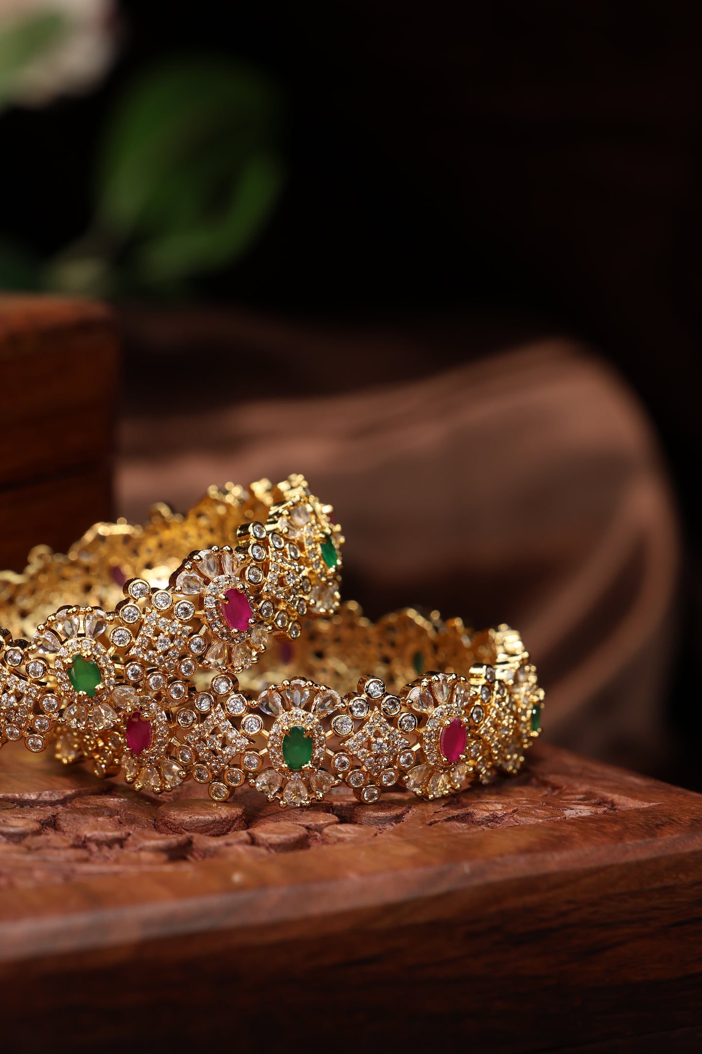 cz stone multicolor grand bangles-2pcs