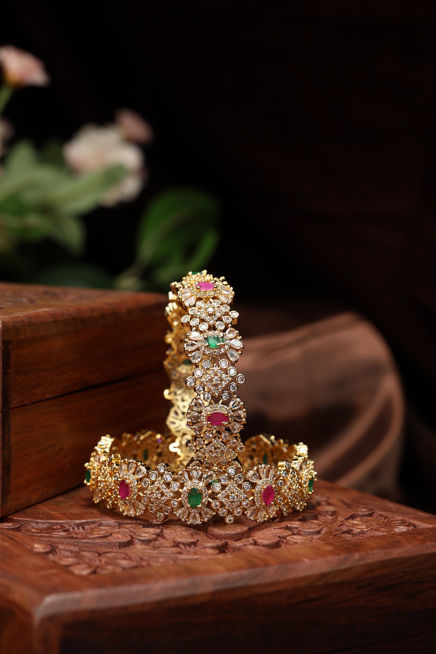 cz stone multicolor grand bangles-2pcs