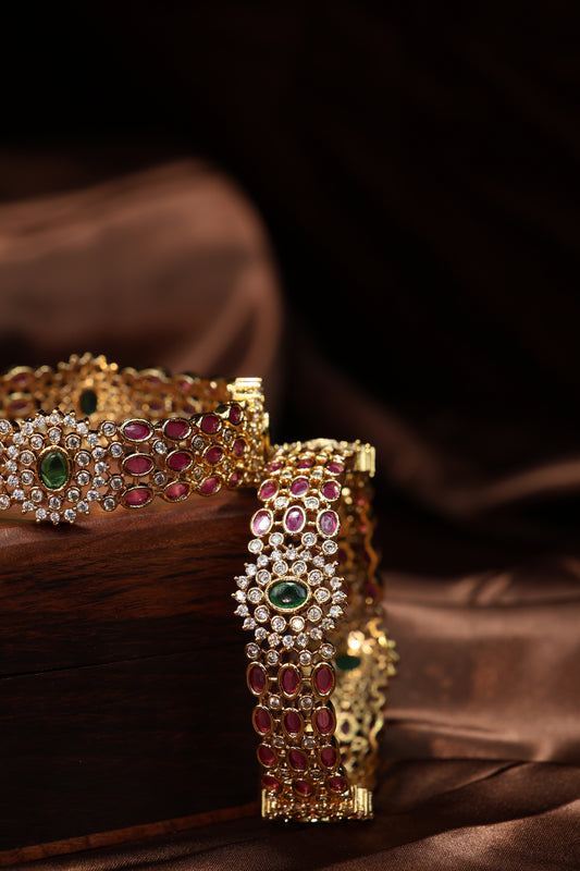 beautiful full ruby stone studded bangles-2pcs