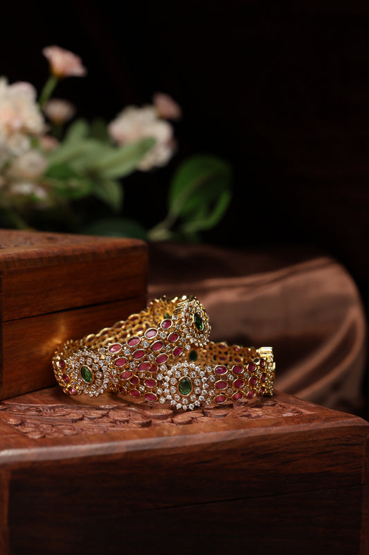 beautiful full ruby stone studded bangles-2pcs