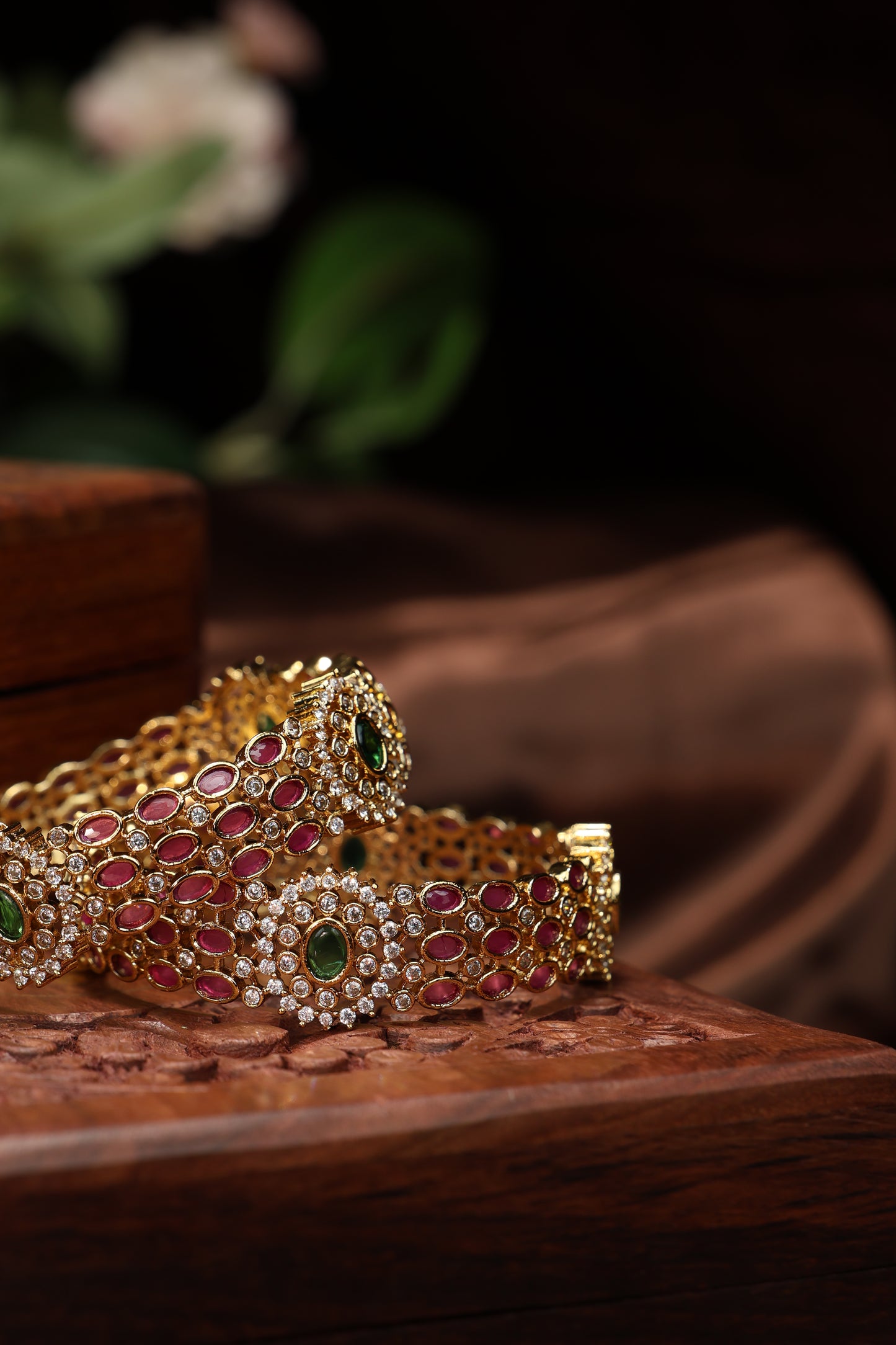 beautiful full ruby stone studded bangles-2pcs