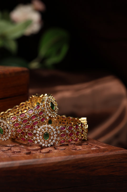 beautiful full ruby stone studded bangles-2pcs