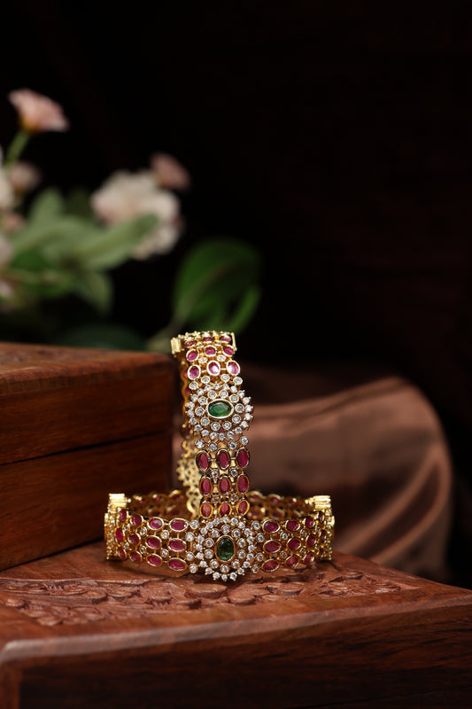 beautiful full ruby stone studded bangles-2pcs