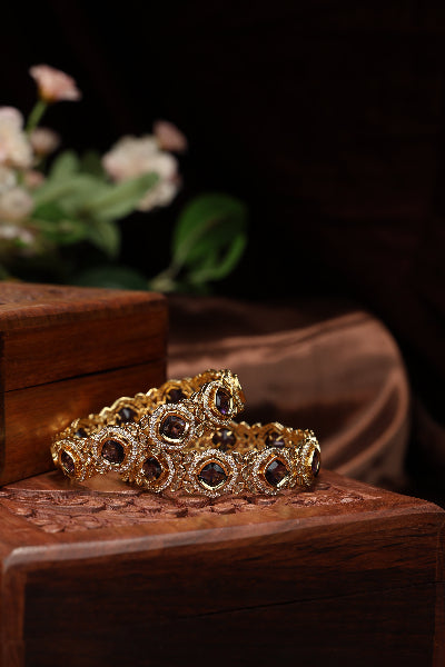 Victorian cubic purple color bangles-2pcs