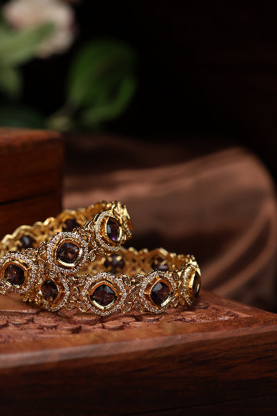 Victorian cubic purple color bangles-2pcs