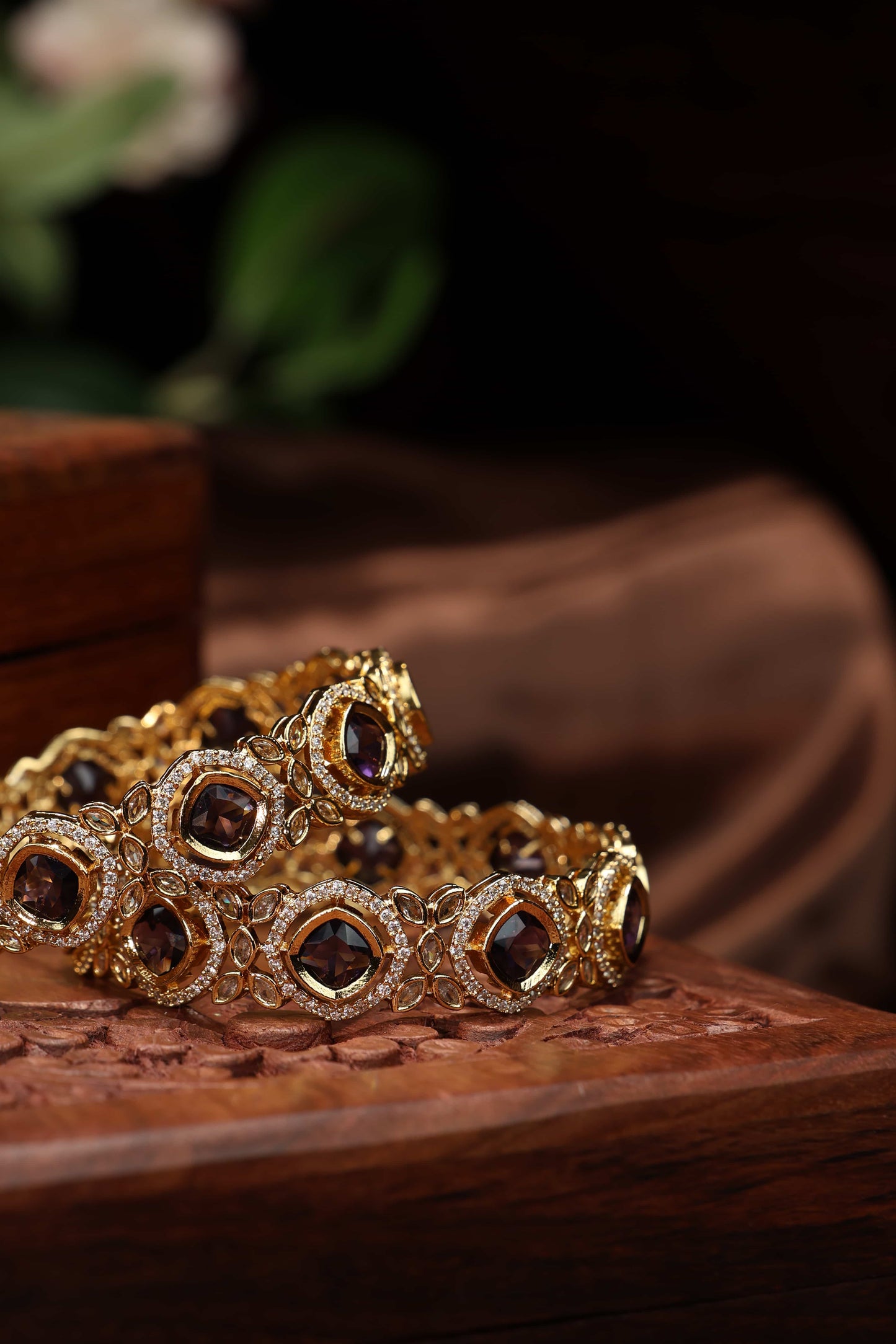 Victorian cubic purple color bangles-2pcs