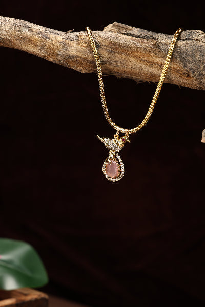 Cute bird motti attigai with Cz stone