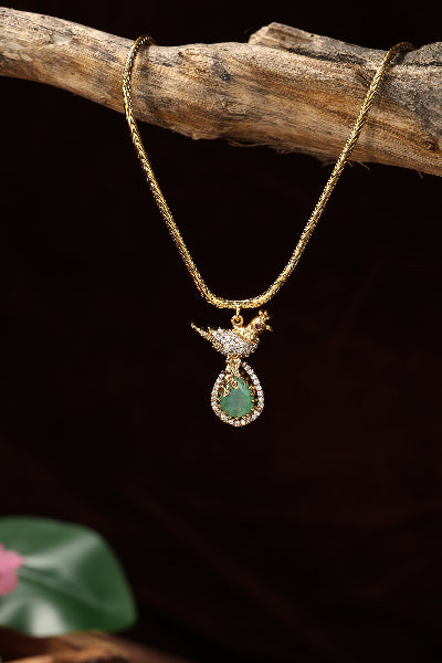 Cute bird motti attigai with Cz stone