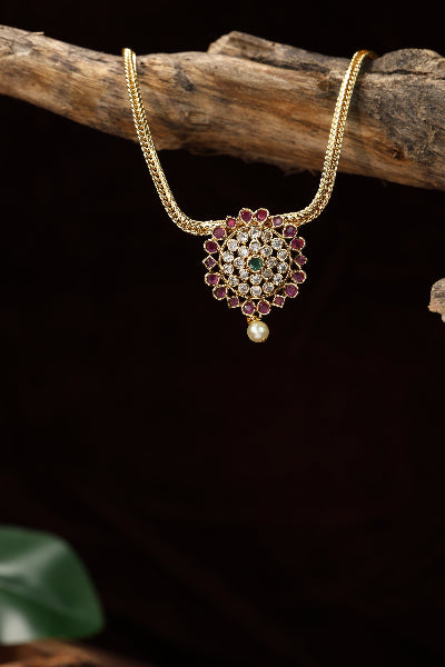 Cz cute round pendant with earing