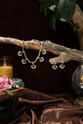 Diamong replica leaf pattern neclace-green