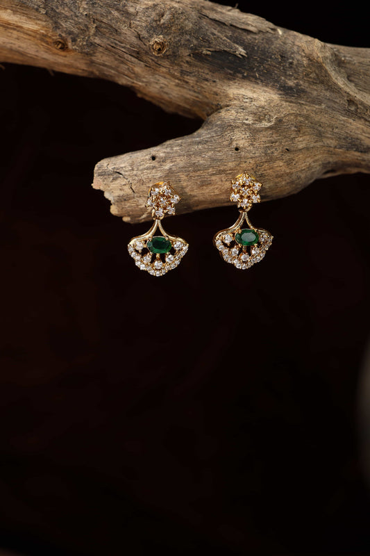 Diamong replica leaf pattern neclace-green