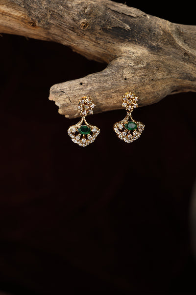 Diamong replica leaf pattern neclace-green