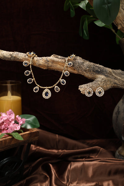 Cute tear drop hanging necklace-Blue