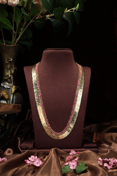Kasu malai with ruby stone long haram