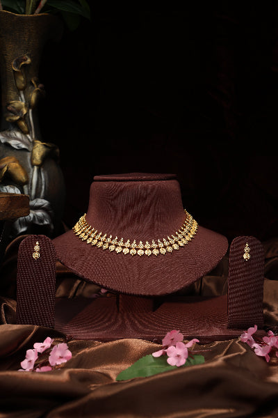 Cute lakshmi coin neclace with studs