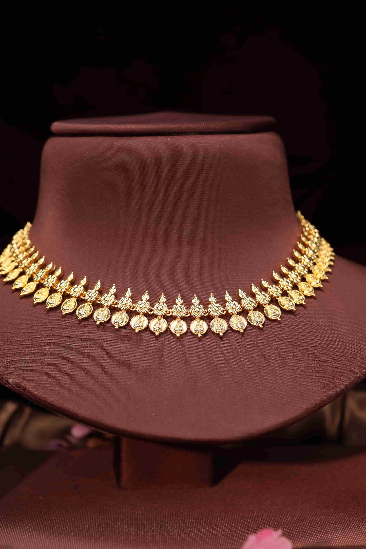 Cute lakshmi coin neclace with studs