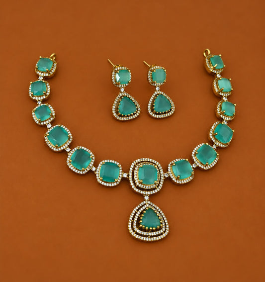 Bold stone statement necklace with earrings