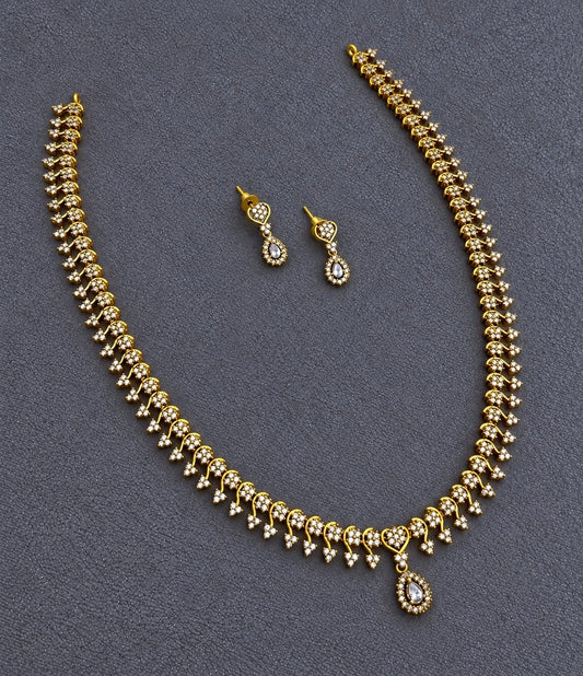 American diamond white stone haram with earrings