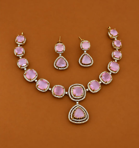 Bold stone statement necklace with earrings