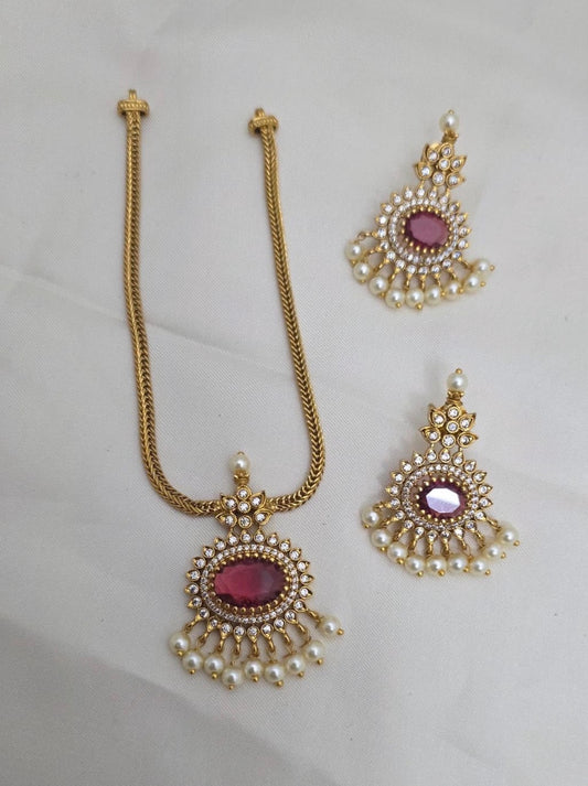 Bold stone attigai with earrings