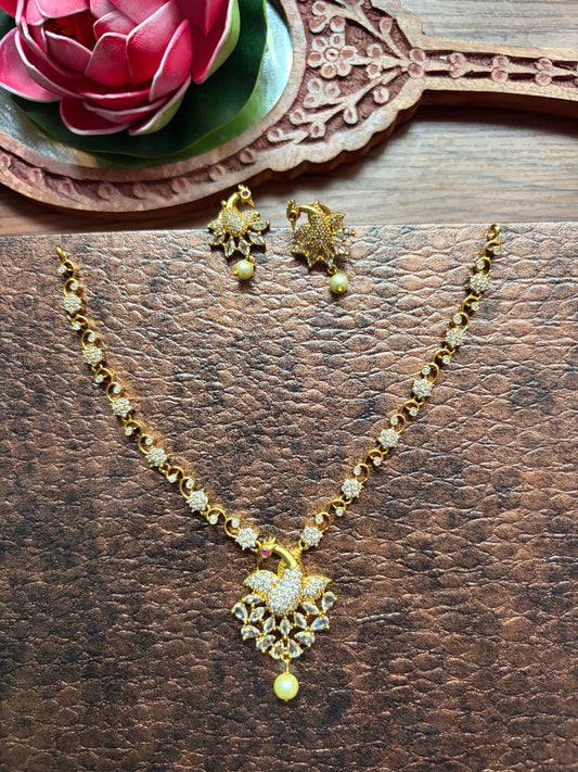 Peacock stone necklace with earrings