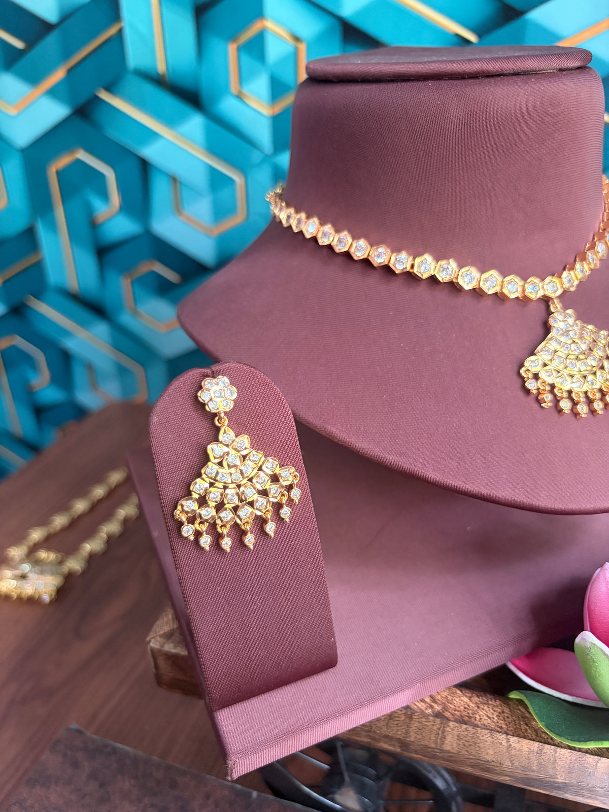 Impon diamond cut attigai with earrings