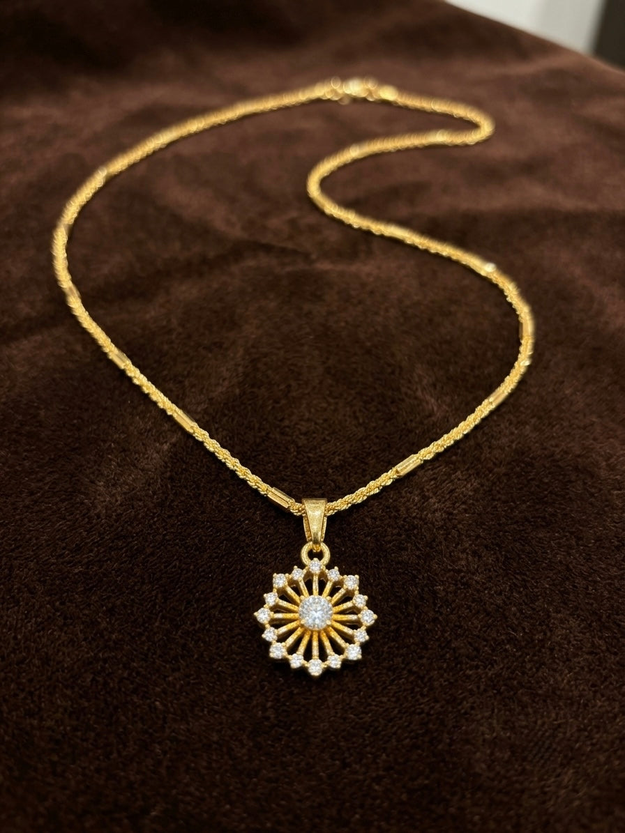 Micro gold polish chain with pendant