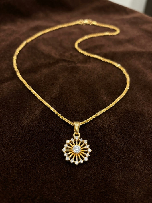 Micro gold polish chain with pendant