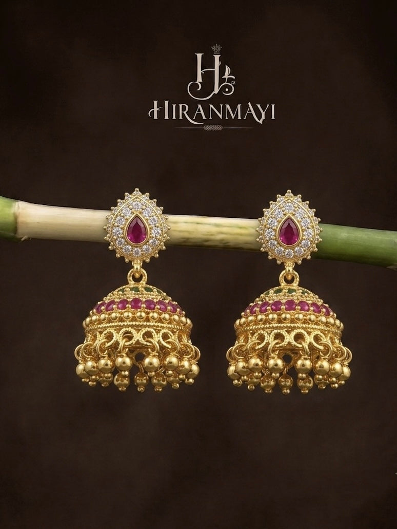 Ruby with emerald stone earrings