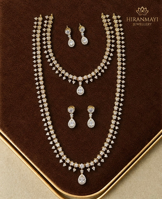 Ad stone short necklace and haram with earrings