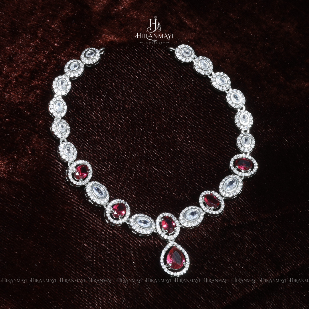 Ruby stone studded necklace